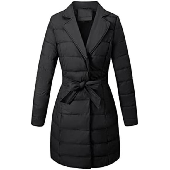 Women's Puffer Jacket Faux Leather Bubble Padding Sherpa-Lined Coat, Black - Picture 2 of 6